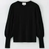 Aleger N.33 Cashmere Blend Bell Sleeve Top - Black
