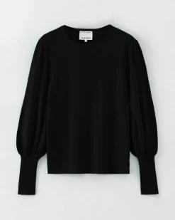 Aleger N.33 Cashmere Blend Bell Sleeve Top - Black