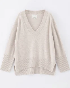 Aleger N.136 Cashmere Blend Oversized V Neck - Shell