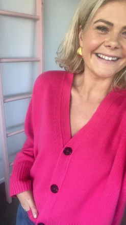 Aleger N.99 Cashmere Blend Oversized Cardigan - Pink Flash