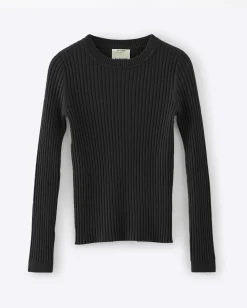 Aleger N.289 Pure Cashmere Ribbed L/S Tee - Black