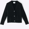 Aleger N.09 Pure Cashmere Seam Detail Cardigan - Black