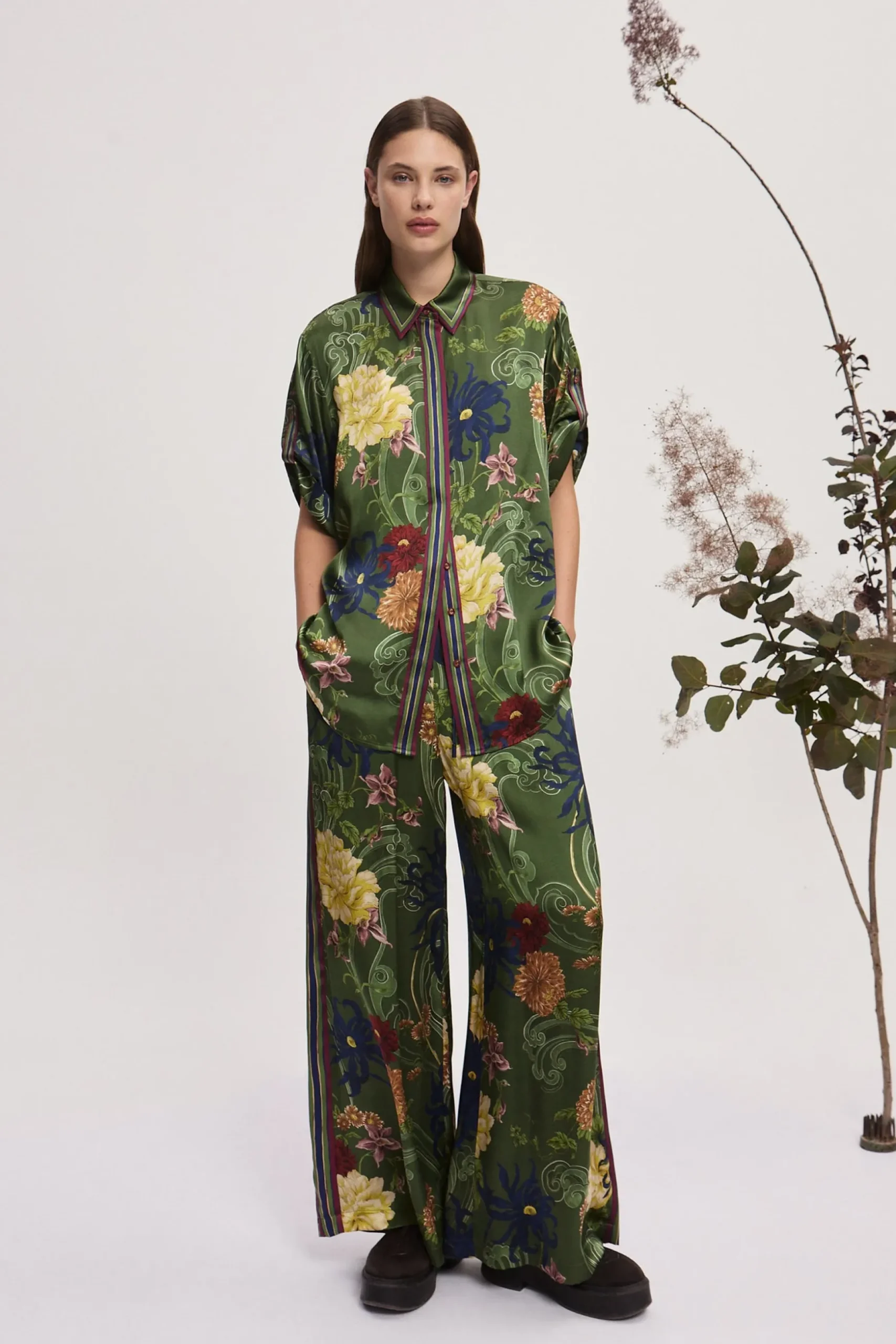 Alémais Avery Silk Shirt - Green | PRE ORDER ARRIVING MID/LATE APRIL