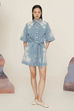 Alémais Charlene Denim Mini Dress - Light Wash