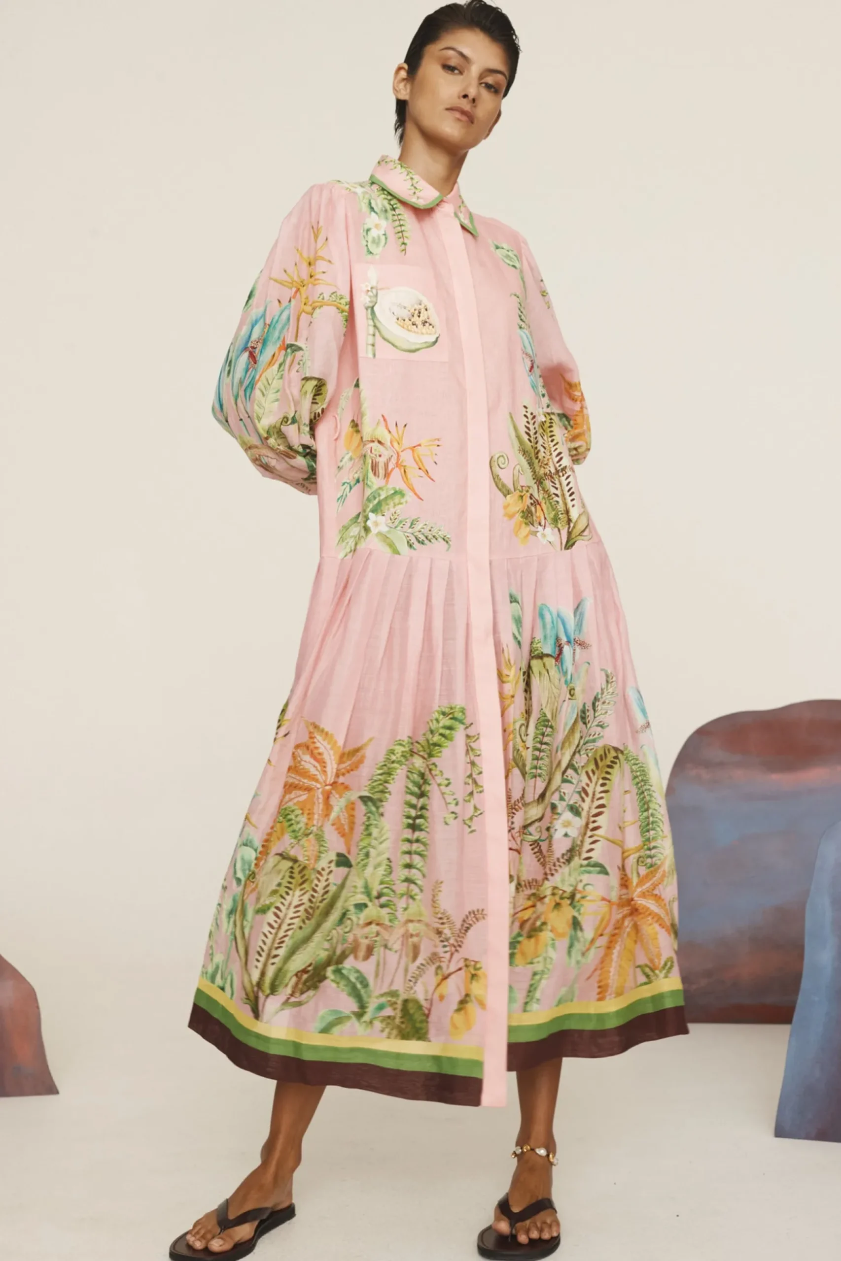 Alémais Papaya Shirtdress - Pink