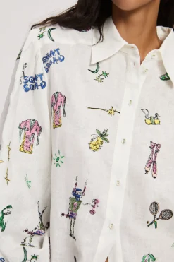 Alémais Play Embroidered Shirt - Cream | PRE ORDER ARRIVING MID/LATE APRIL