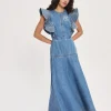 Alémais Stephi Denim Midi Dress - Light Indigo | PRE ORDER ARRIVING EARLY/MID MAY
