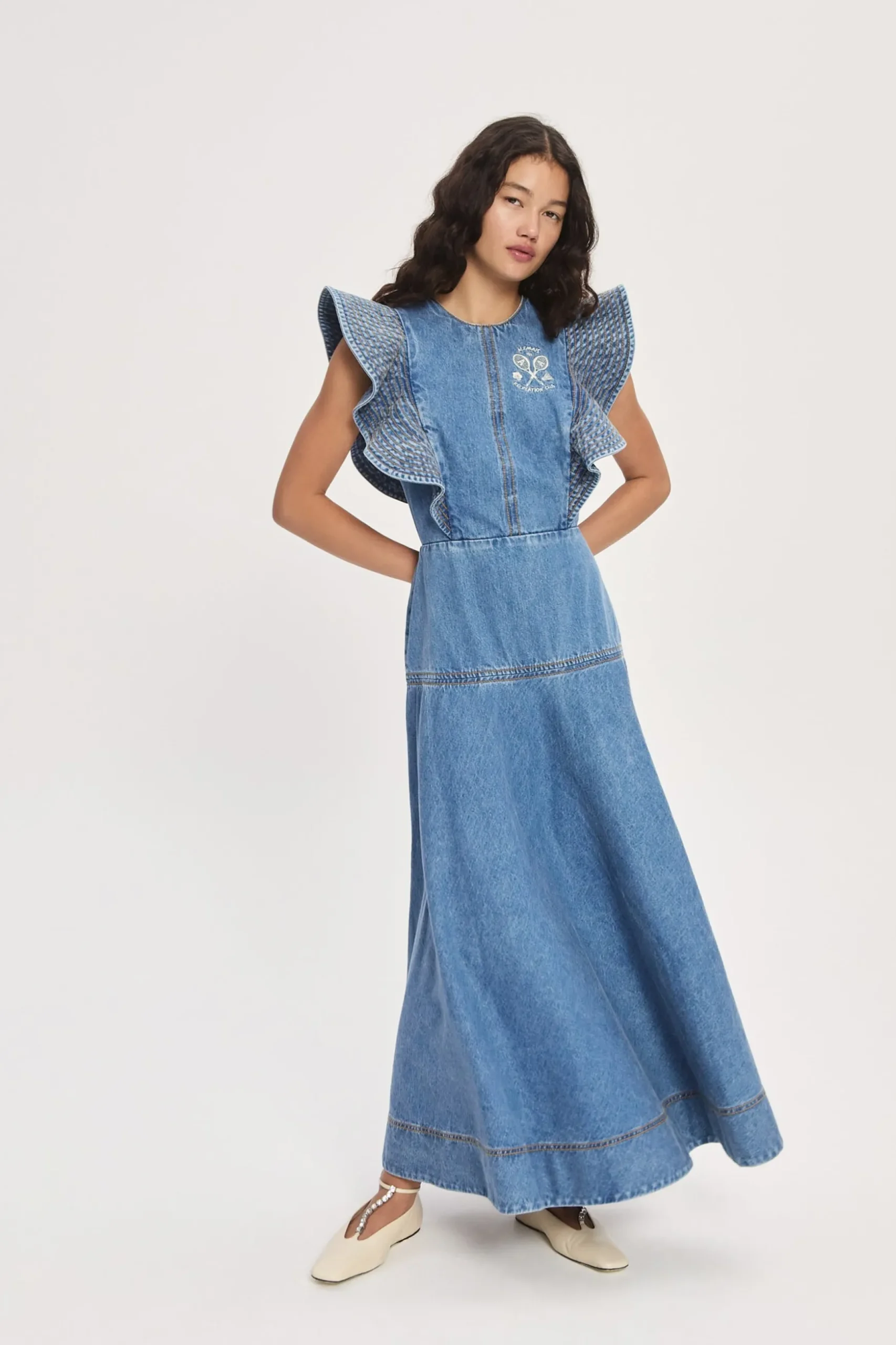 Alémais Stephi Denim Midi Dress - Light Indigo | PRE ORDER ARRIVING EARLY/MID MAY