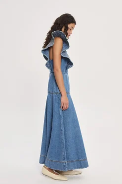 Alémais Stephi Denim Midi Dress - Light Indigo | PRE ORDER ARRIVING EARLY/MID MAY