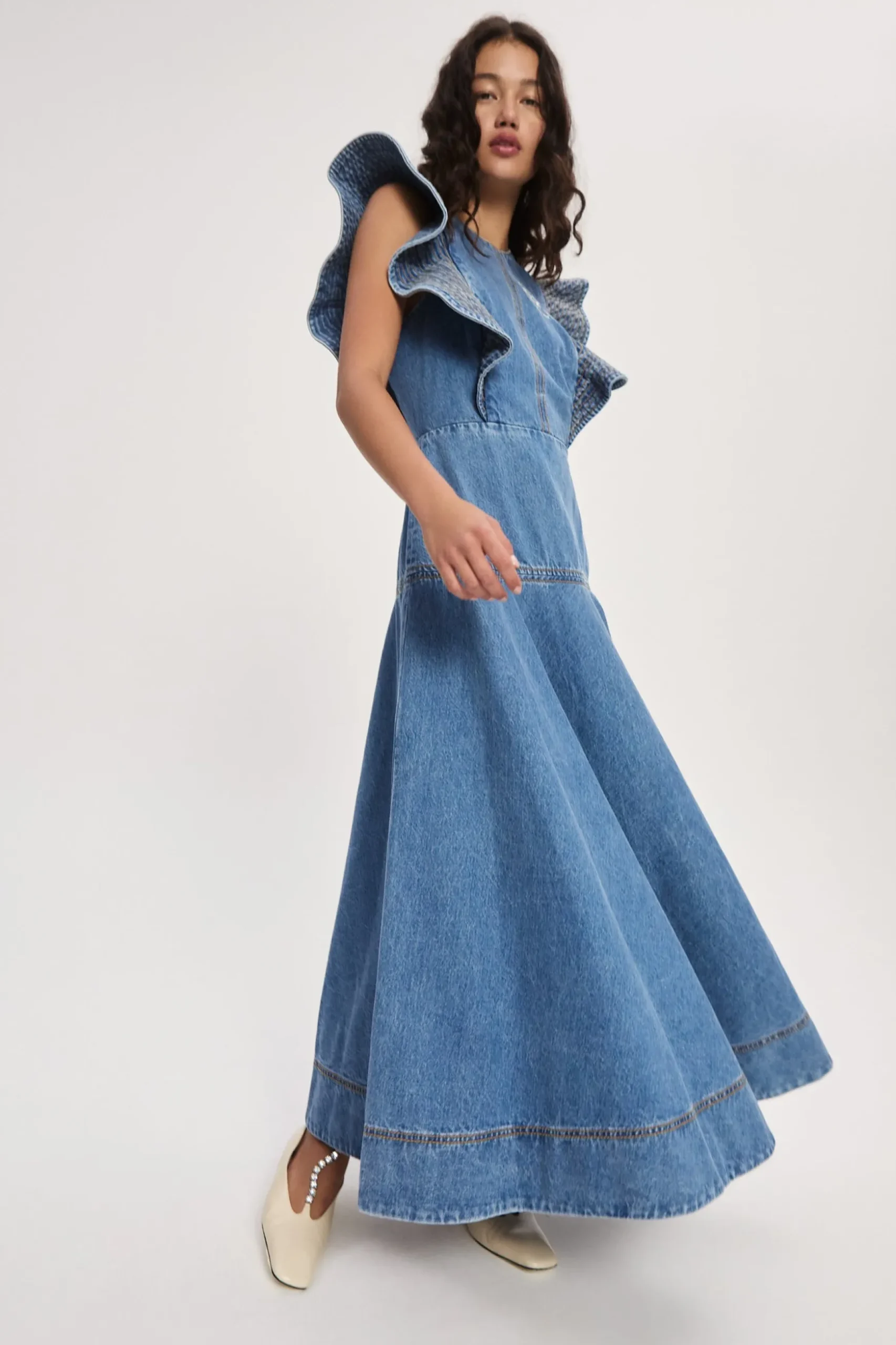 Alémais Stephi Denim Midi Dress - Light Indigo | PRE ORDER ARRIVING EARLY/MID MAY