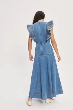 Alémais Stephi Denim Midi Dress - Light Indigo | PRE ORDER ARRIVING EARLY/MID MAY