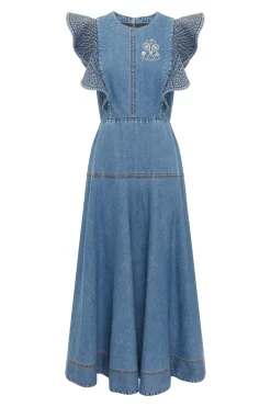 Alémais Stephi Denim Midi Dress - Light Indigo | PRE ORDER ARRIVING EARLY/MID MAY