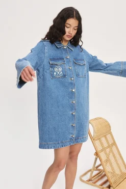 Alémais Stephi Denim Mini Dress - Light Indigo | PRE ORDER ARRIVING EARLY/MID MAY