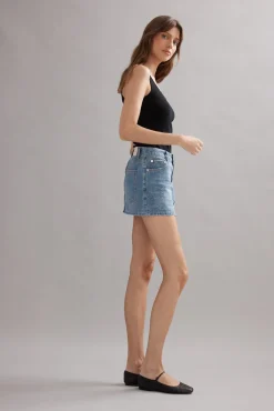 Caitlin Crisp Billie Mini Skirt - Denim Glitter
