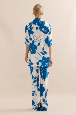 Caitlin Crisp Ibiza Shirt - Royal Rose Satin