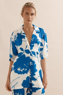 Caitlin Crisp Ibiza Shirt - Royal Rose Satin