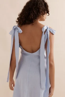 Caitlin Crisp Mini Wilmer Dress - Sky Blue Linen