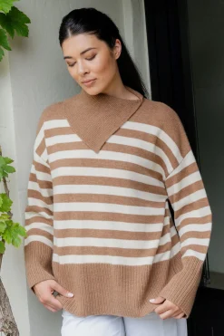Caitlin Crisp Rupert Knit - Tan Stripe