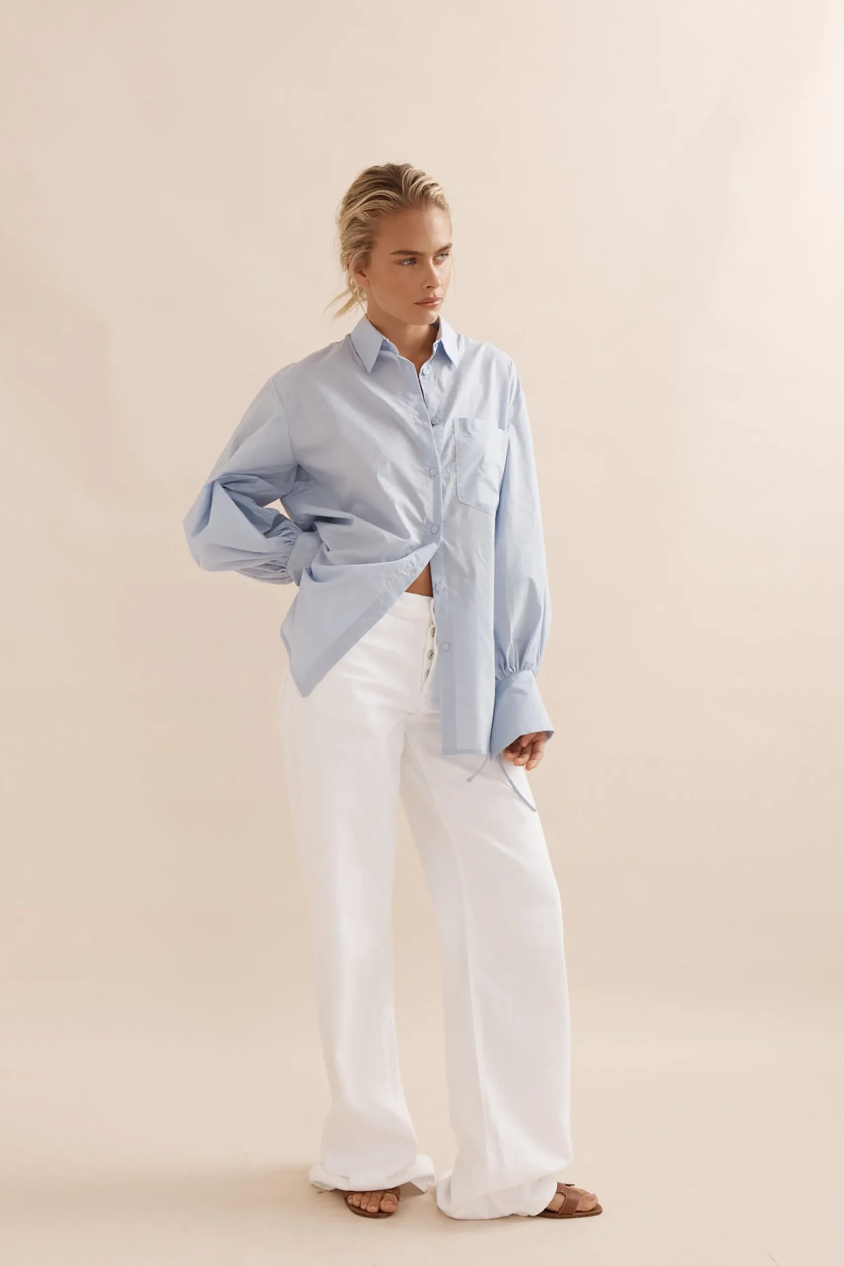 Caitlin Crisp Sunny Beach Shirt - Sky Blue Voile