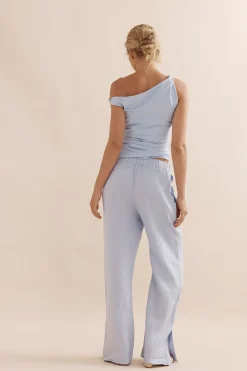 Caitlin Crisp Twister Tank - Sky Blue Ponte