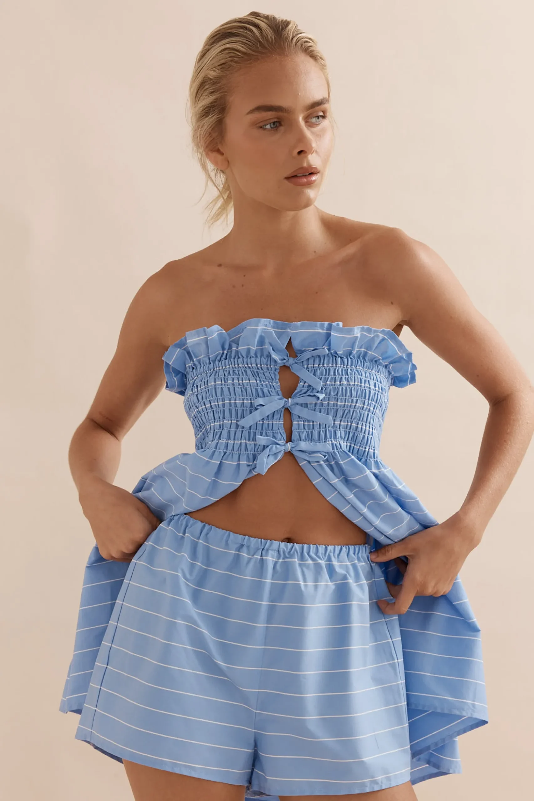Caitlin Crisp Victoria Set - Blue White Stripe