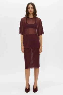 Camilla and Marc Enigma Sheer Top - Burgundy