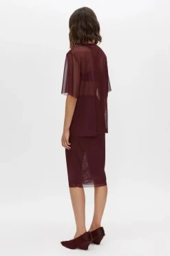 Camilla and Marc Enigma Sheer Top - Burgundy