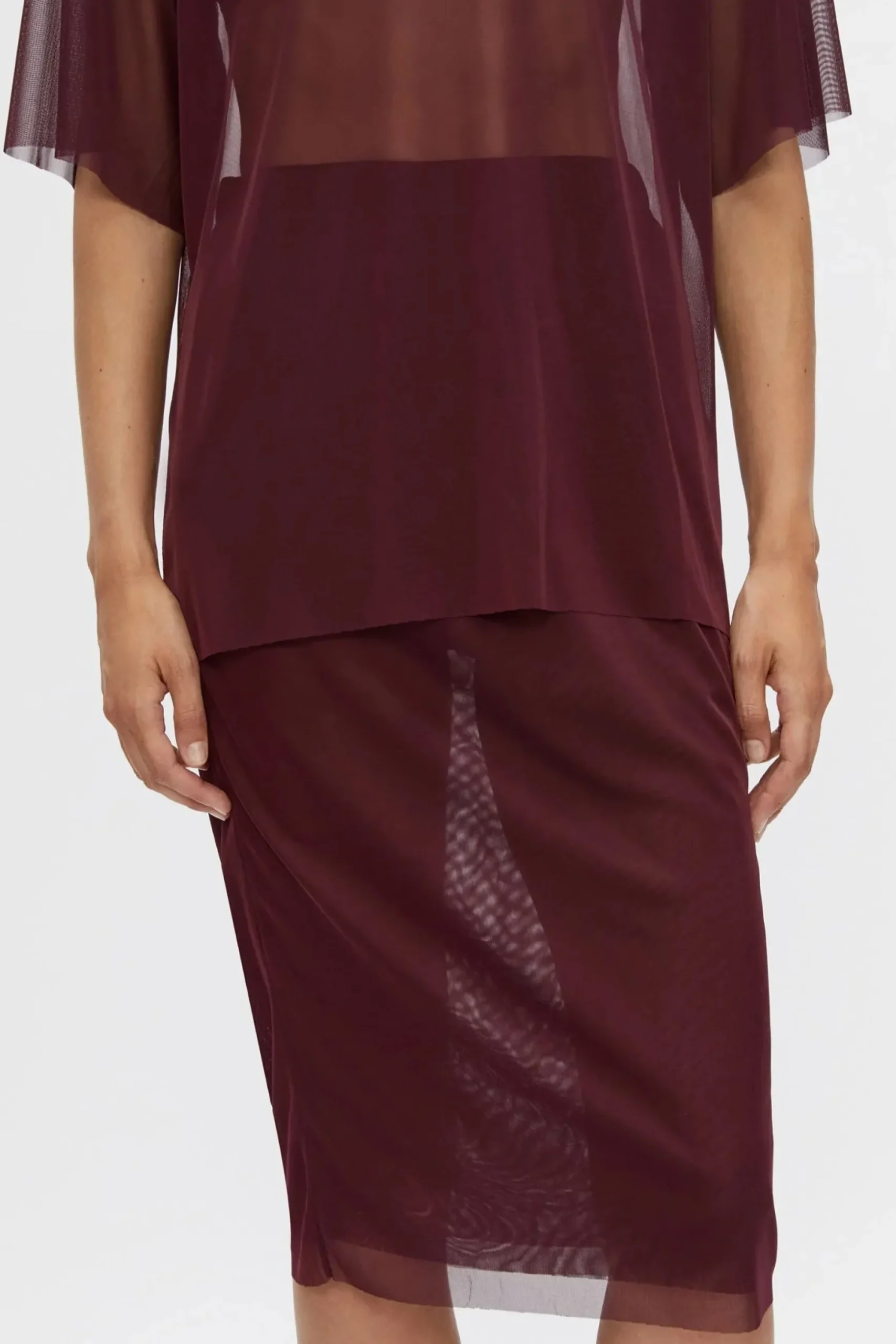 Camilla and Marc Enigma Sheer Top - Burgundy