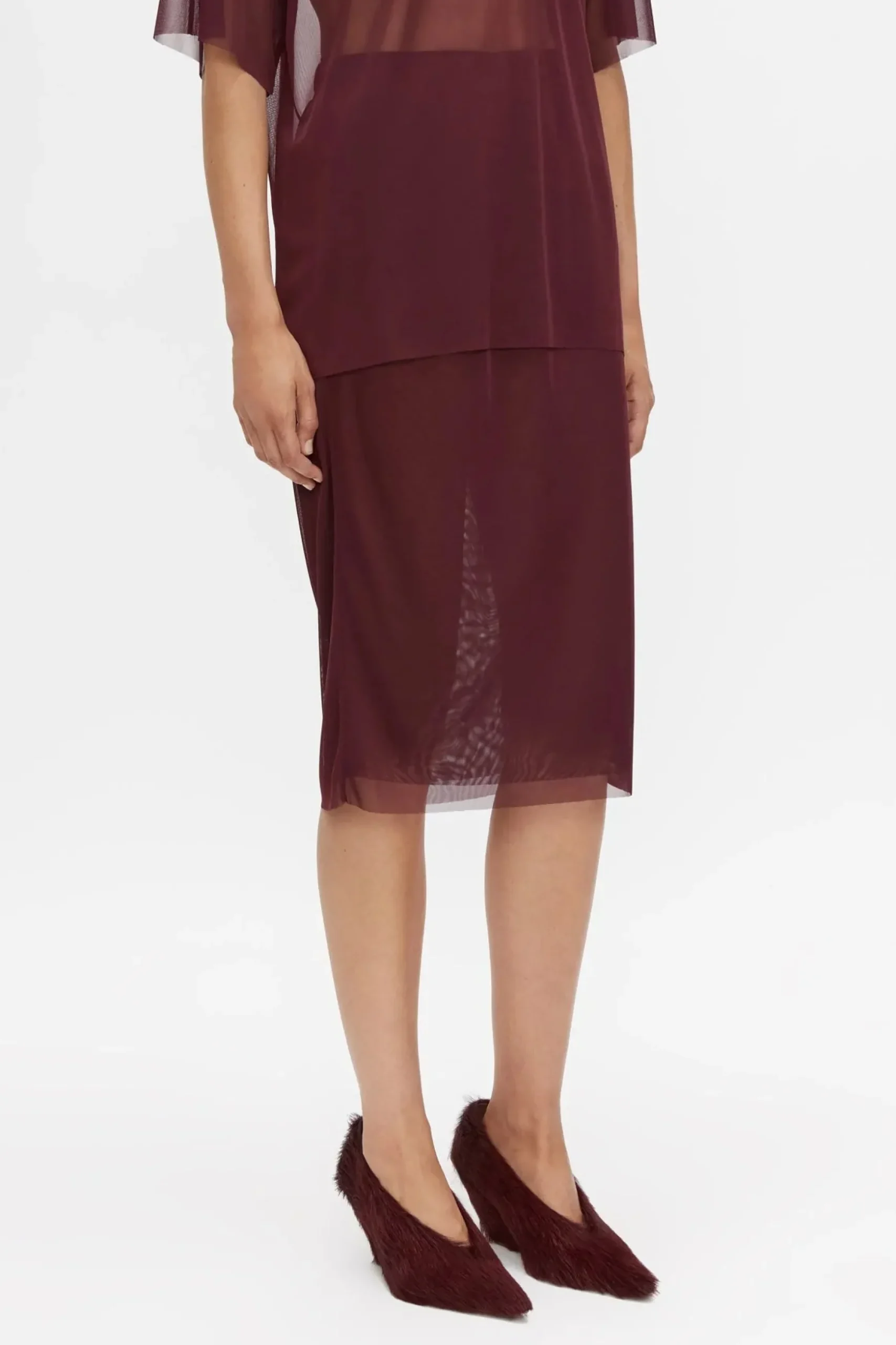Camilla and Marc Enigma Sheer Top - Burgundy