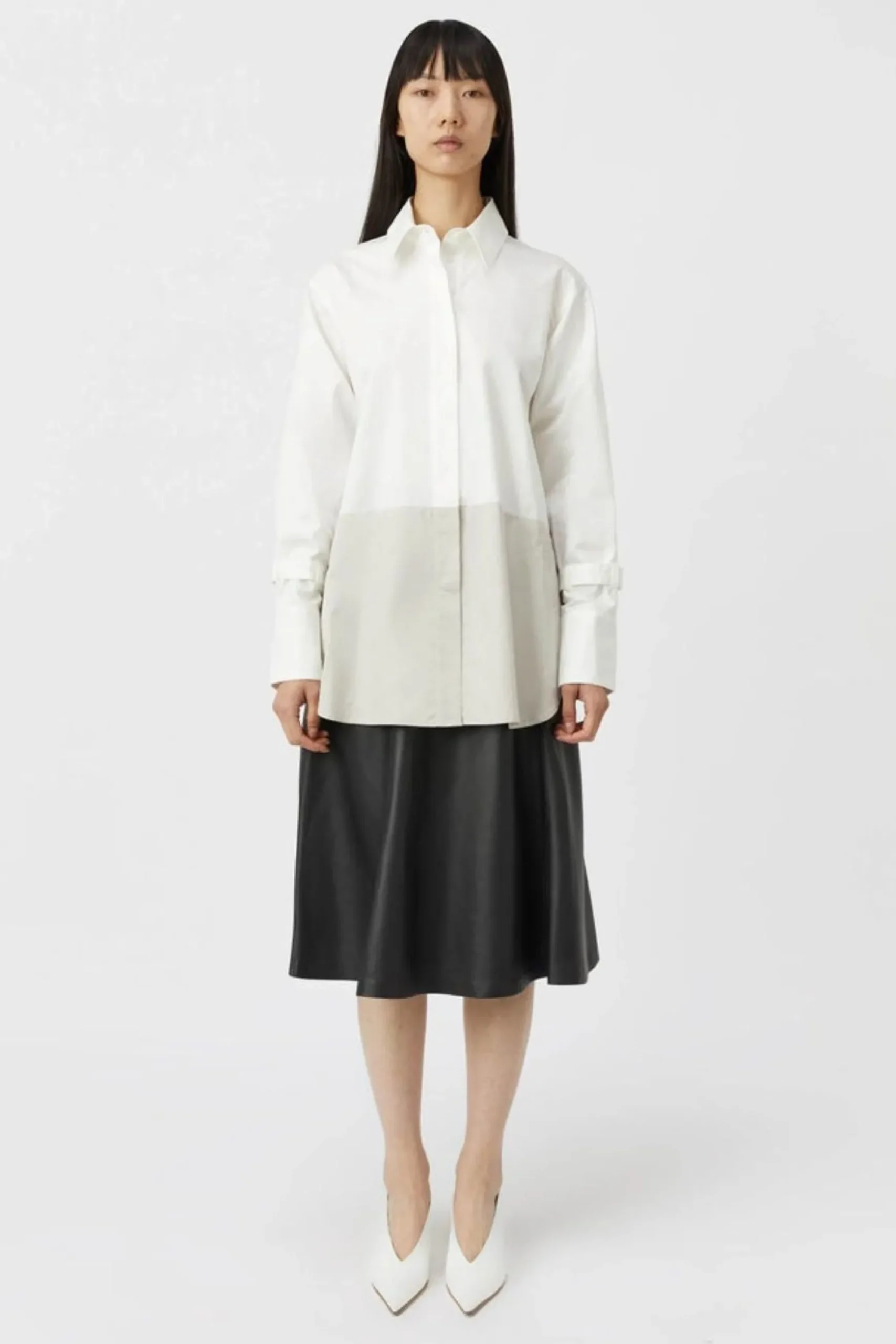 Camilla and Marc Marcel Colour Block Shirt - Taupe & White