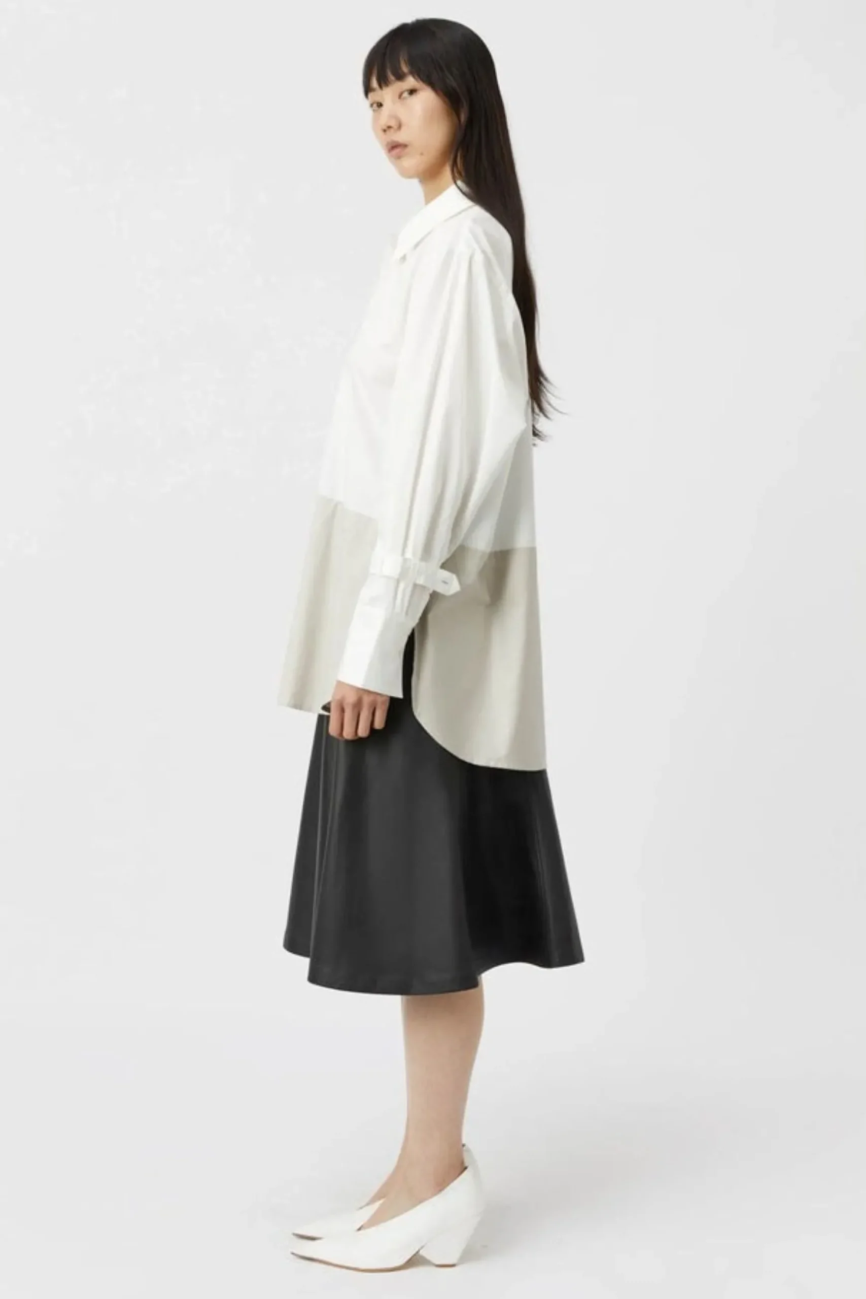 Camilla and Marc Marcel Colour Block Shirt - Taupe & White