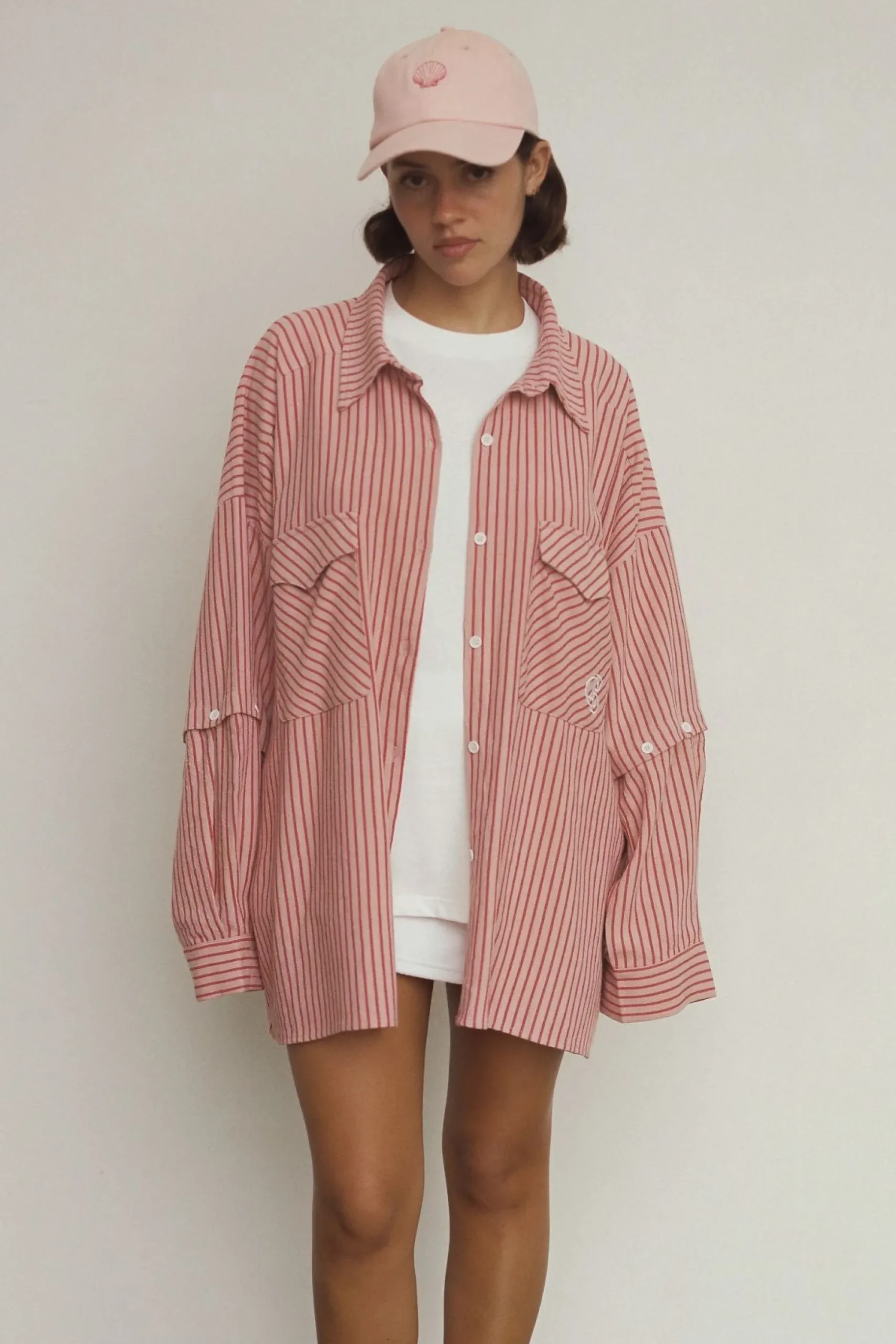 Commonplace Classico Overshirt - Pink/Red