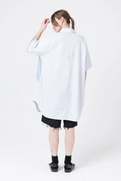 Company of Strangers Curve Shirt Jacket - Blue White Stripes