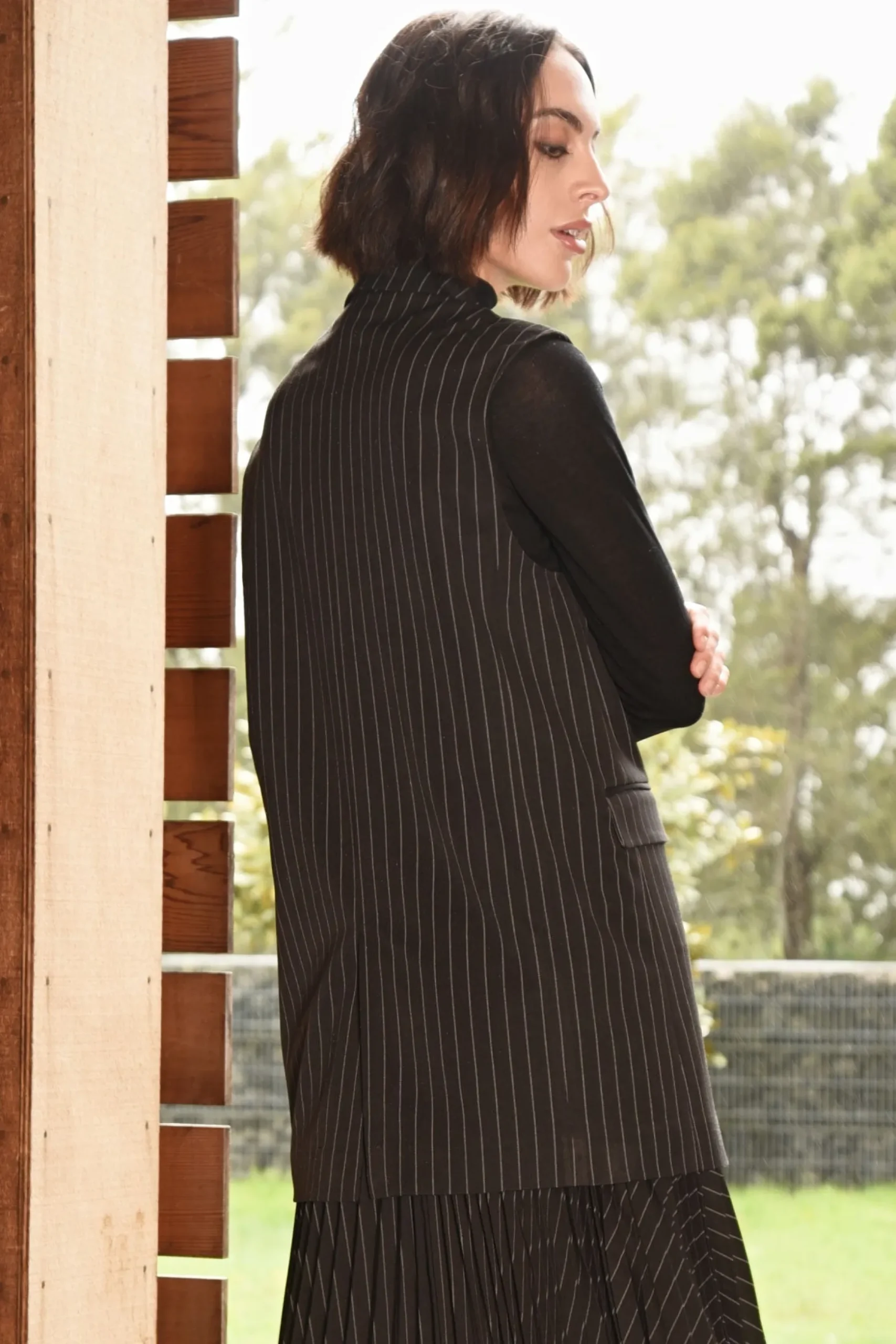 Cooper by Trelise Cooper Get Down To Business Waistcoat - Black Pinstripe