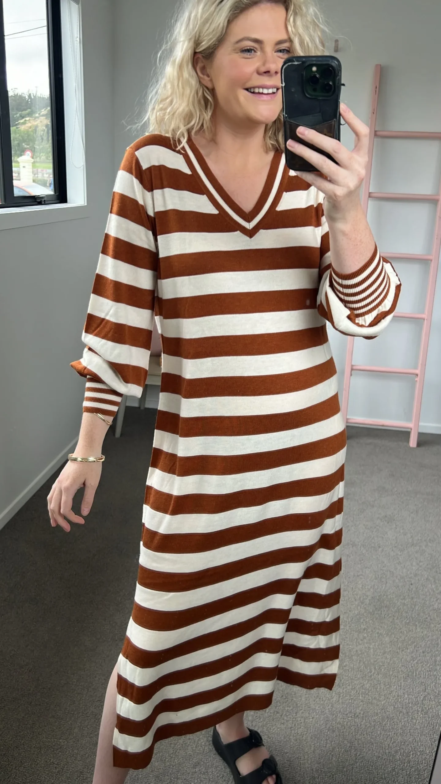 Cooper by Trelise Cooper V-Iva La Revolution Dress - Cinnamon Stripe