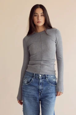 Dear Dylan Merino Long Sleeve Knit - Grey Marle
