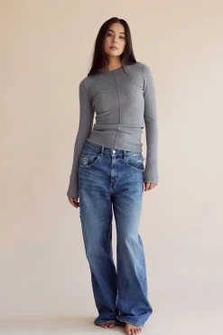 Dear Dylan Merino Long Sleeve Knit - Grey Marle
