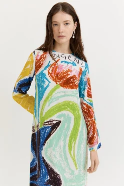 Gary Bigeni Felice Backless Loose Dress - Placement Print
