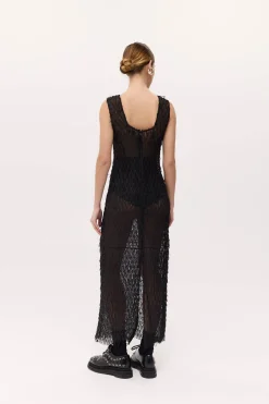 Harris Tapper Mira Lace Dress - Black Mesh Fringe
