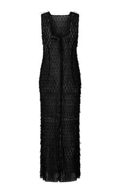 Harris Tapper Mira Lace Dress - Black Mesh Fringe