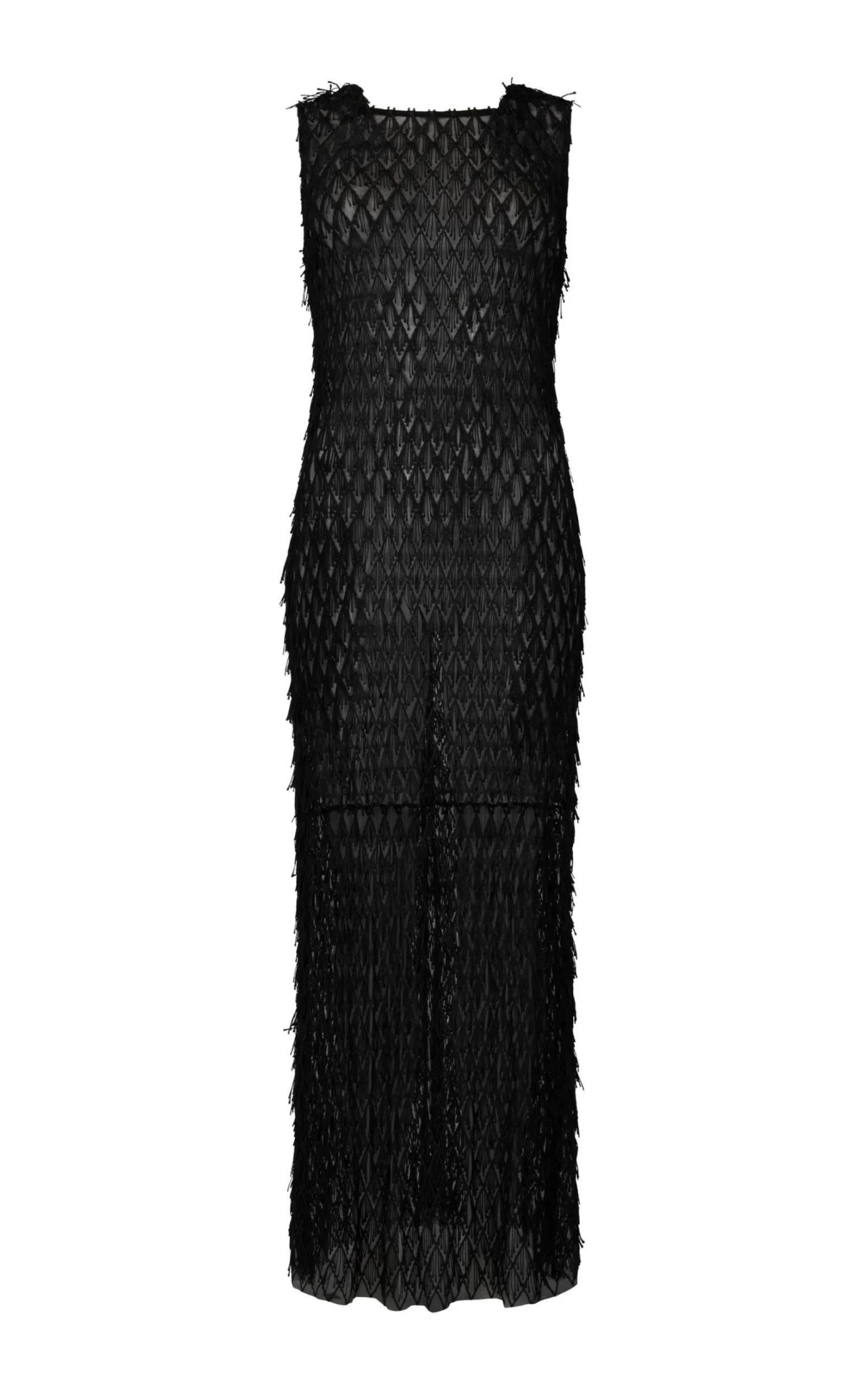 Harris Tapper Mira Lace Dress - Black Mesh Fringe