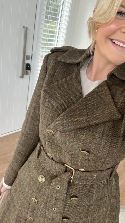 Jordan Elli Brentwood Trench Coat - Green Check