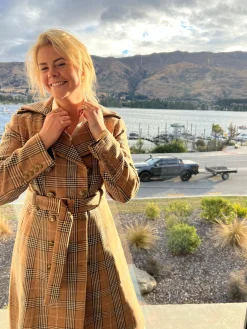 Jordan Elli Brentwood Trench Coat - Green Check