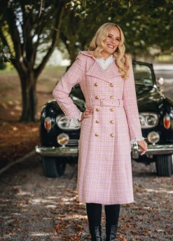 Jordan Elli Brentwood Trench Coat - Pink Check