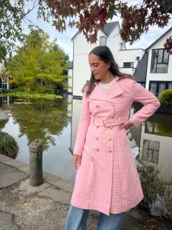 Jordan Elli Brentwood Trench Coat - Pink Check