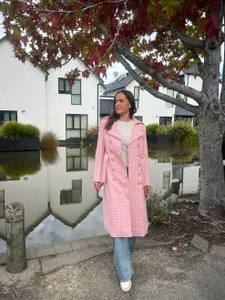 Jordan Elli Brentwood Trench Coat - Pink Check