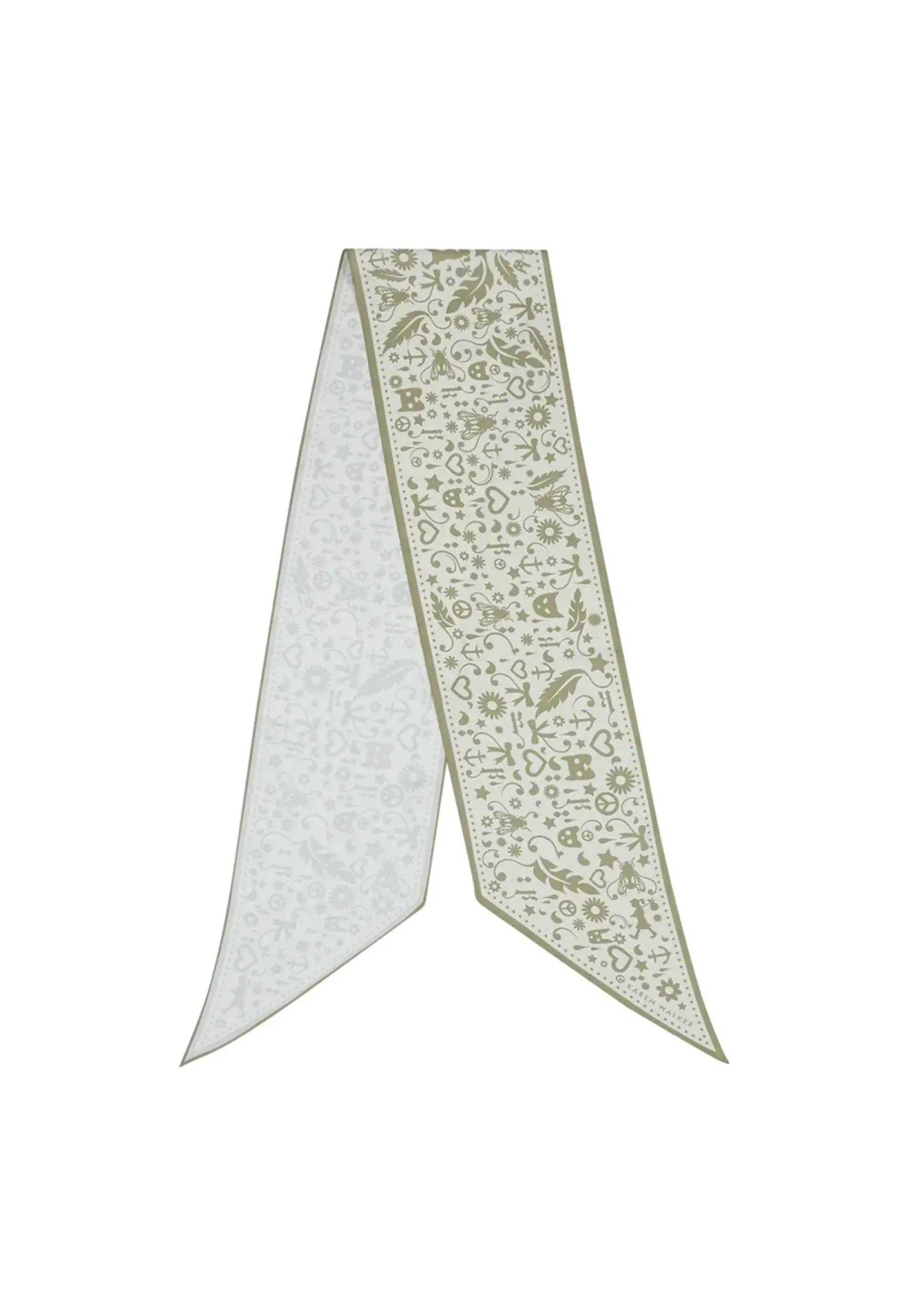 Karen Walker Filigree Sash Scarf - Cream/Olive