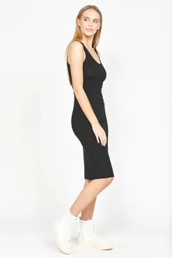 Ketz-ke Knee Length Core Slip Dress - Black