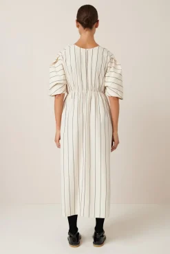Kowtow Ellora Dress - Greige Pinstripe