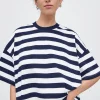 Kowtow Oversized Boxy Tee - Navy White Stripe